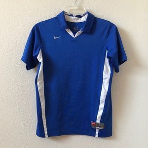 Vintage Nike Blue and White Shirt Large